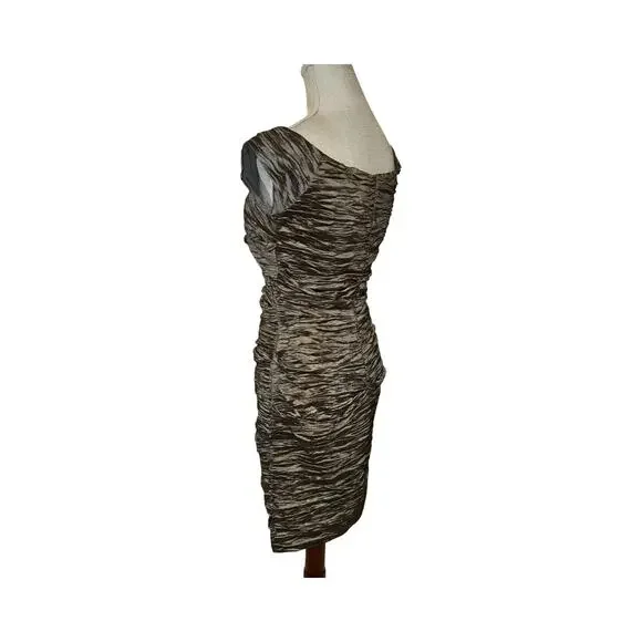 Alex Evenings Pewter Metallic Bandage Sheath Dress Size 10